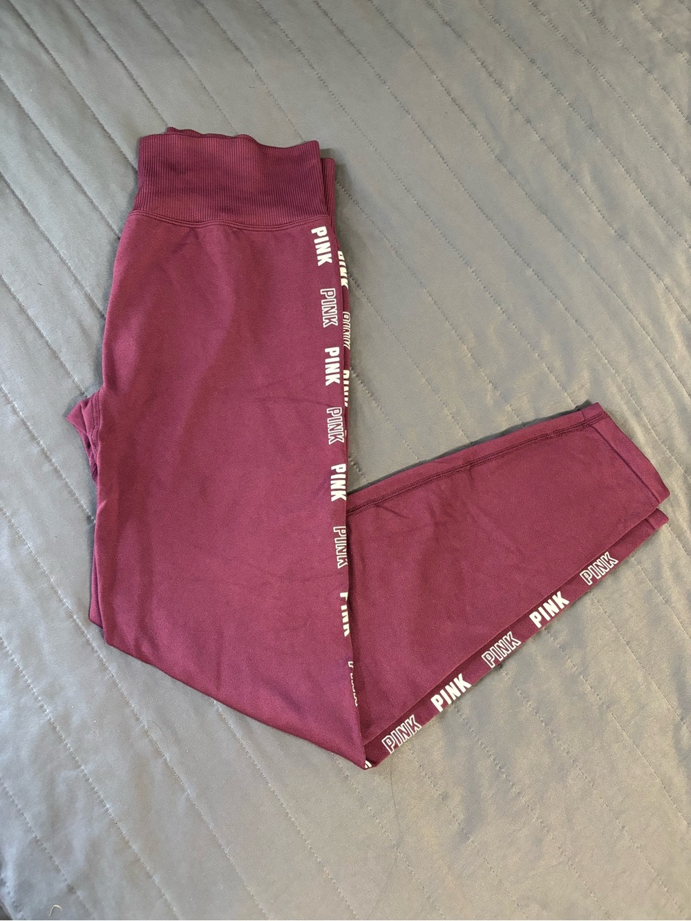 PINK Victoria's Secret Burgundy Logo-Trim Girls' Leggings